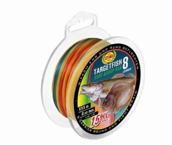 WFT Target Fish 8 - 8fach geflochten - Targetfish Multicolor Brandung Meer  0,25 - 24kg - je 100m von der Großspule